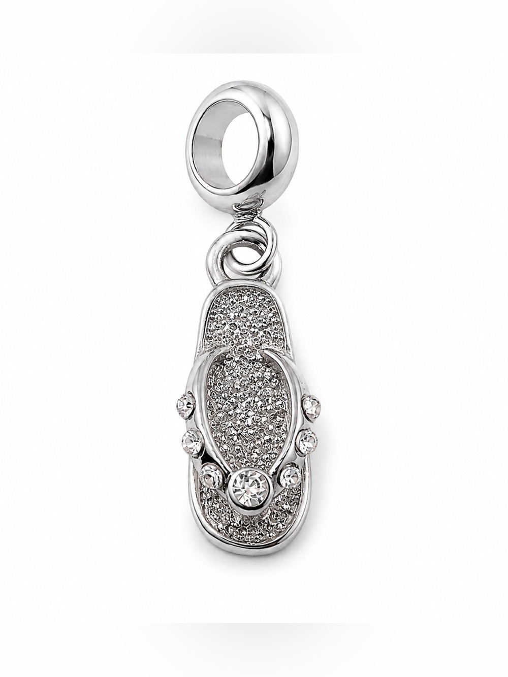 Pavé CZ Flip Flop Dangle Charm Silver - Pandora style